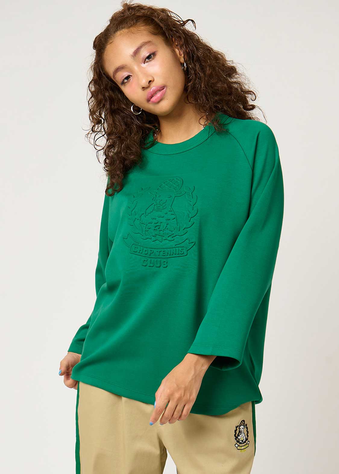 Ponte Embossed Cropped Sleeve Tee (Lamb Chop Tennis) - Image 10