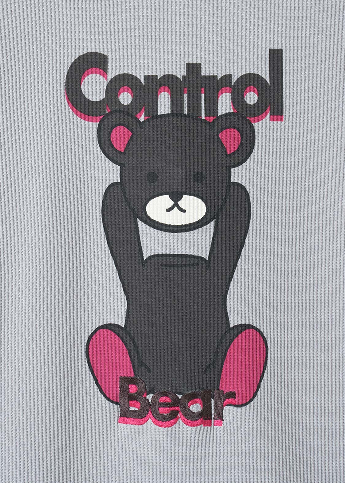 Control Bear | Waffle Big Long Sleeve T-Shirt - Image 3