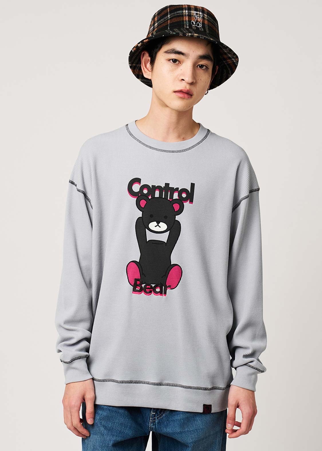 Control Bear | Waffle Big Long Sleeve T-Shirt - Image 7
