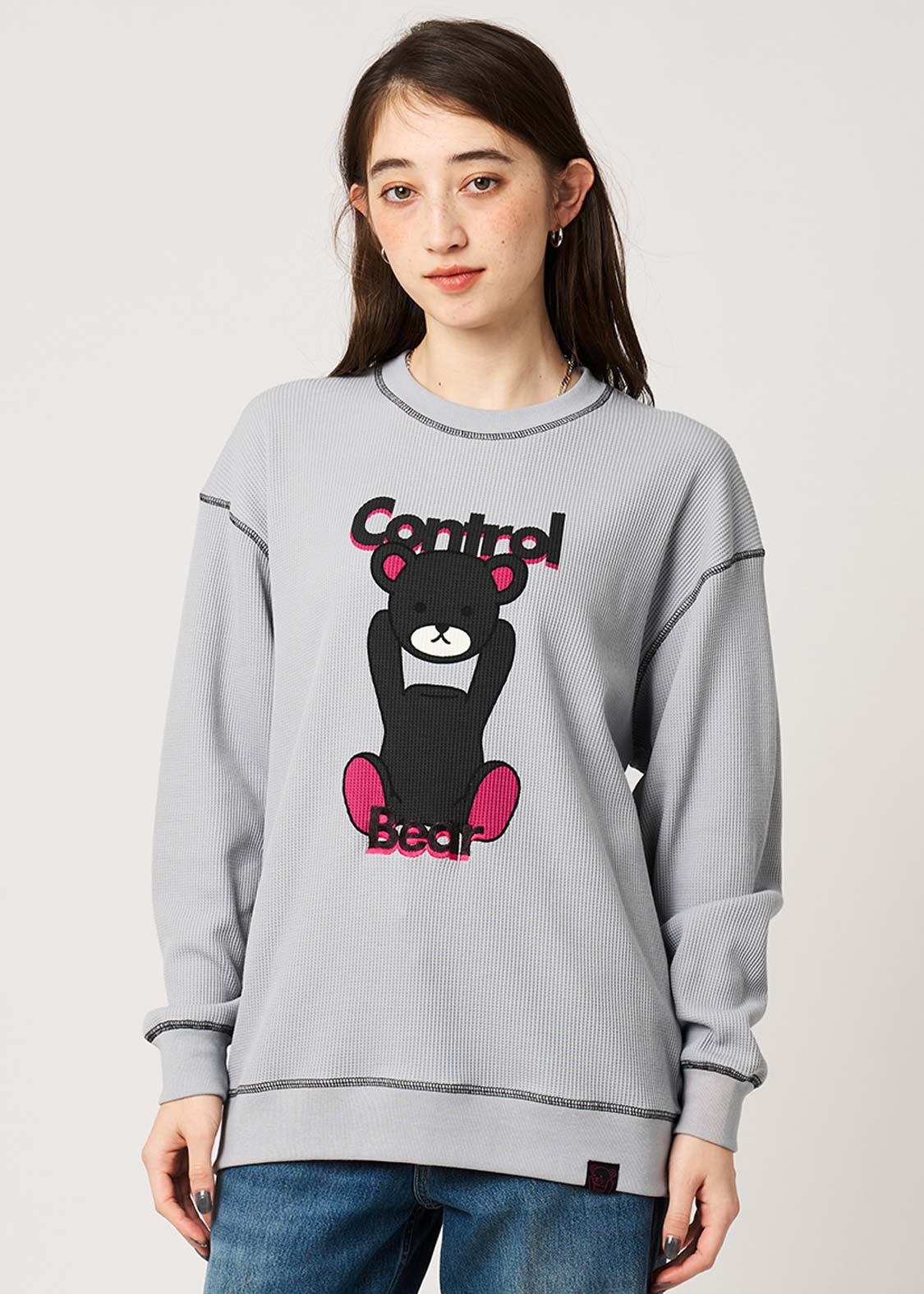 Control Bear | Waffle Big Long Sleeve T-Shirt - Image 9
