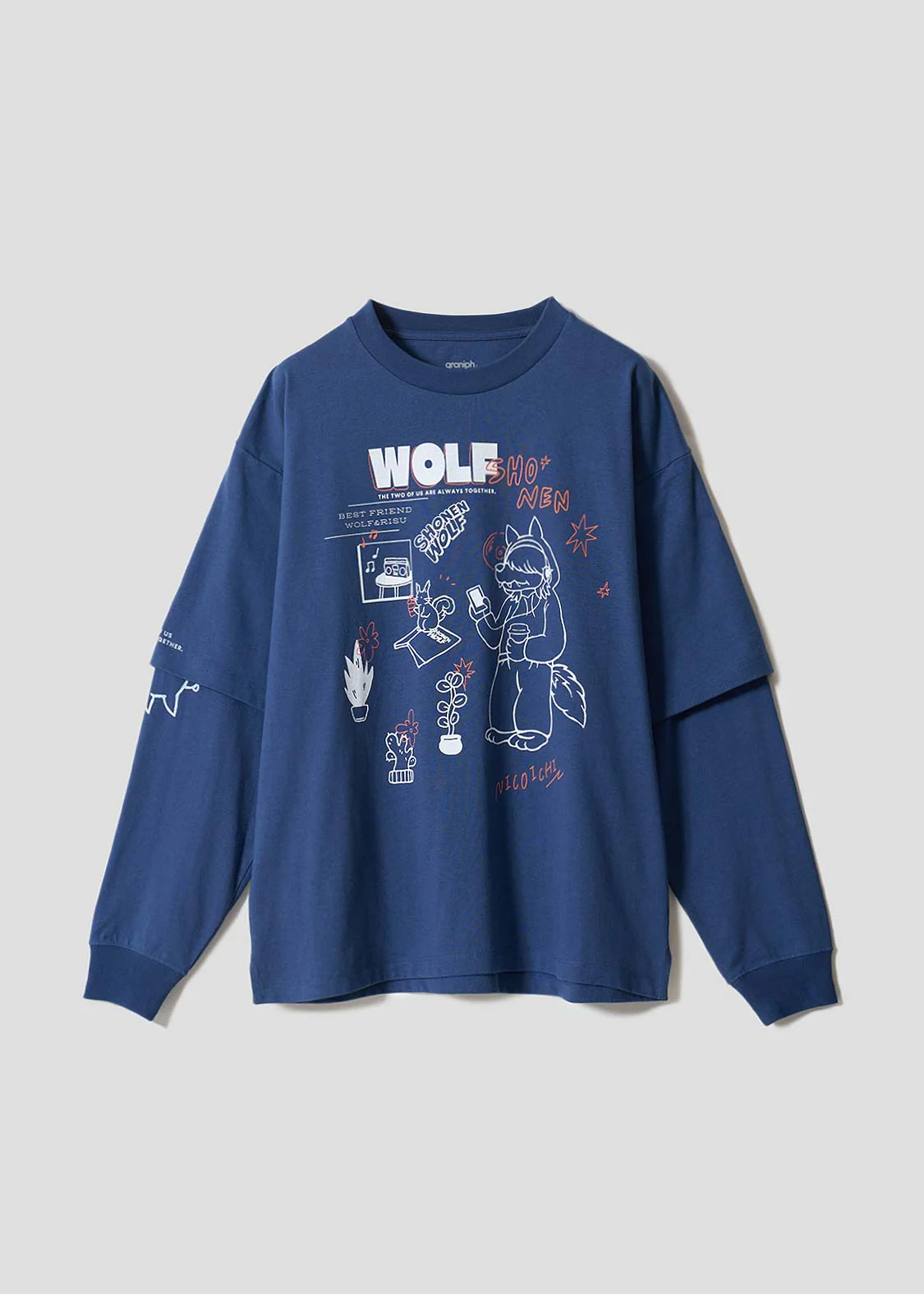 Shounen Wolf | Layered Big Long Sleeve T-Shirt