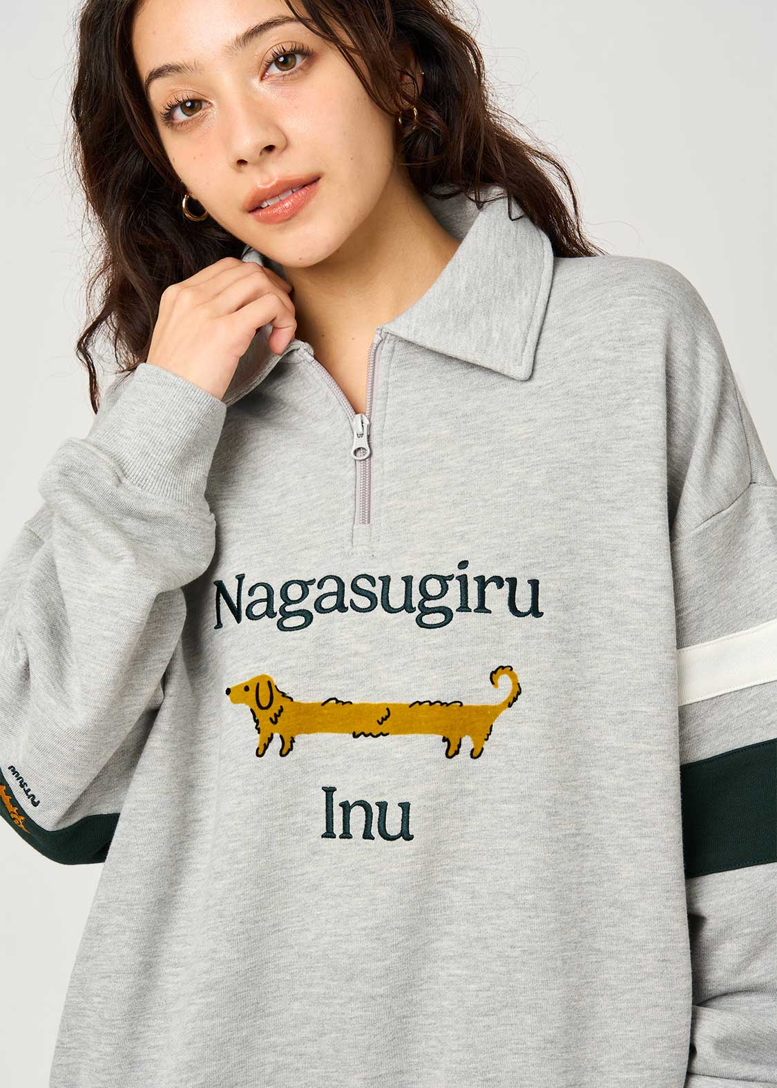 Painted Nagasugiru Inu | Half-Zip Sweatshirt - Image 6