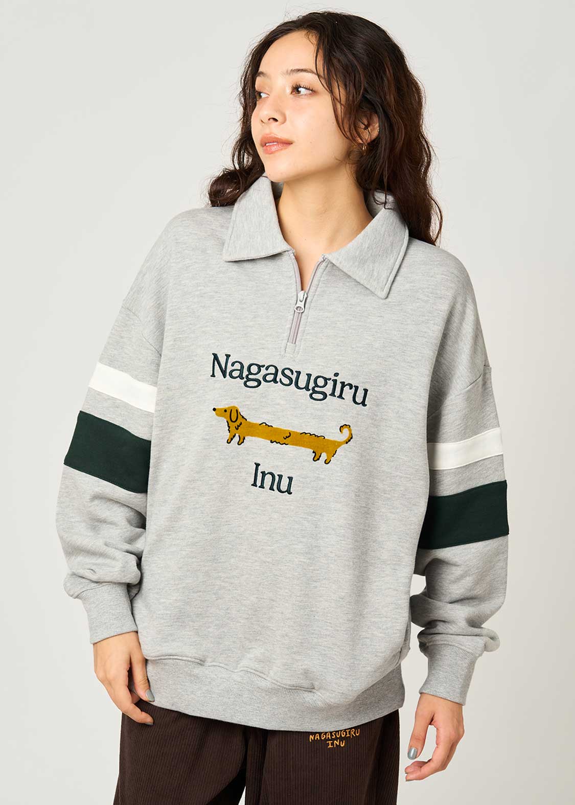 Painted Nagasugiru Inu | Half-Zip Sweatshirt - Image 9