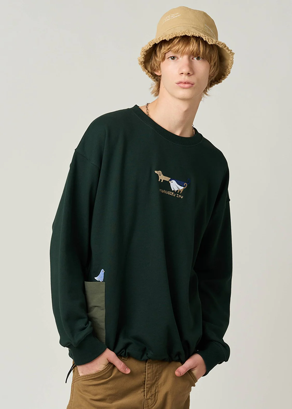 Nagasugiru Inu Ghost B | Side Pocket Sweatshirt - Image 7