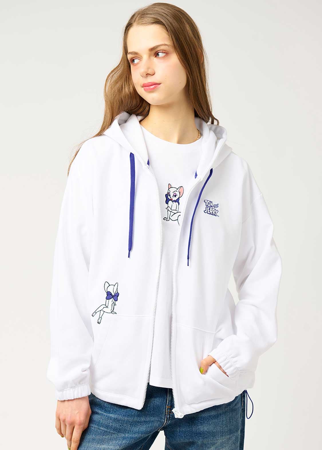 Tom and Jerry Drawstring Long Sleeve Zip Parka (Tom and Jerry_Toodles eyes) - Image 10