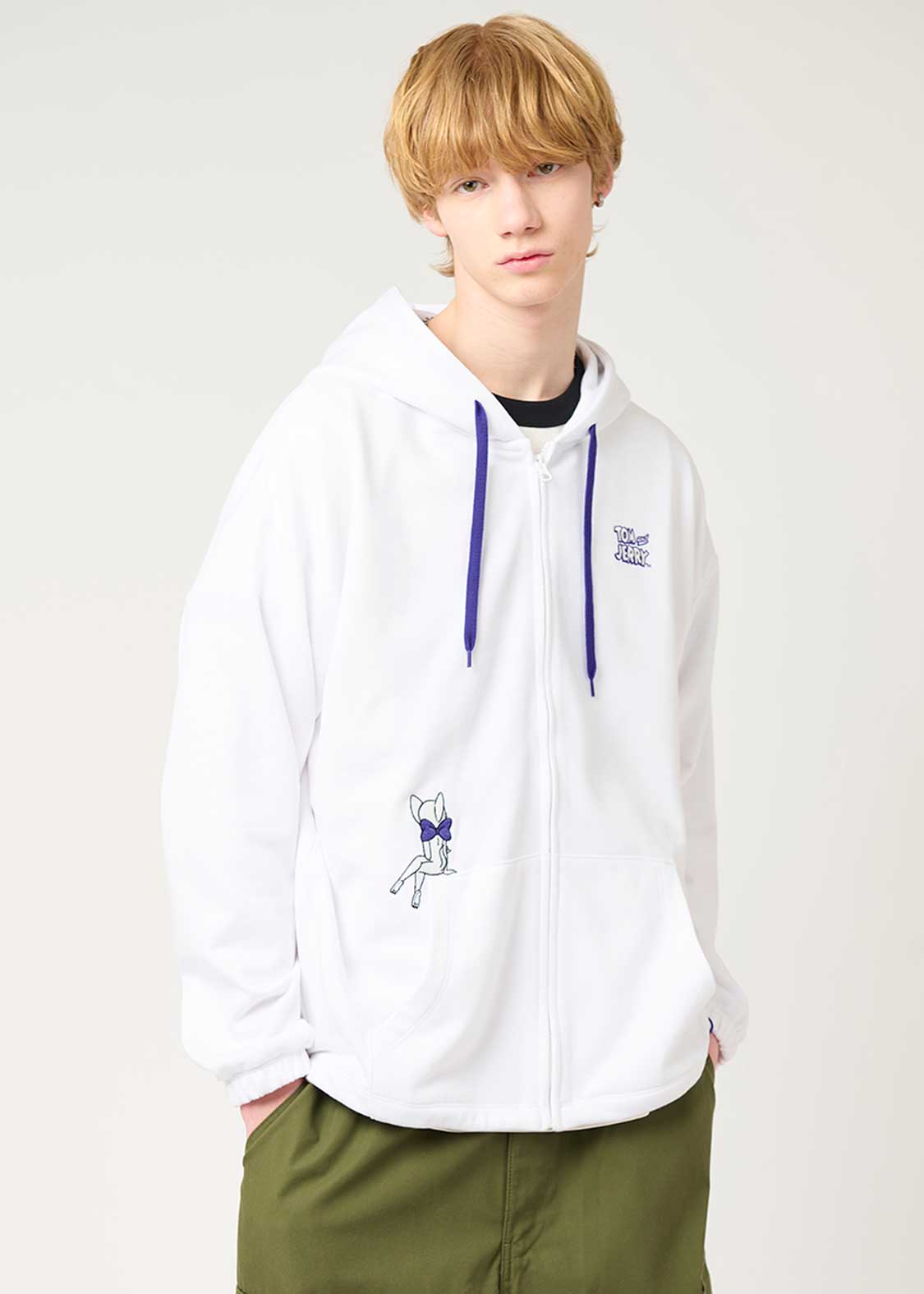 Tom and Jerry Drawstring Long Sleeve Zip Parka (Tom and Jerry_Toodles eyes) - Image 8