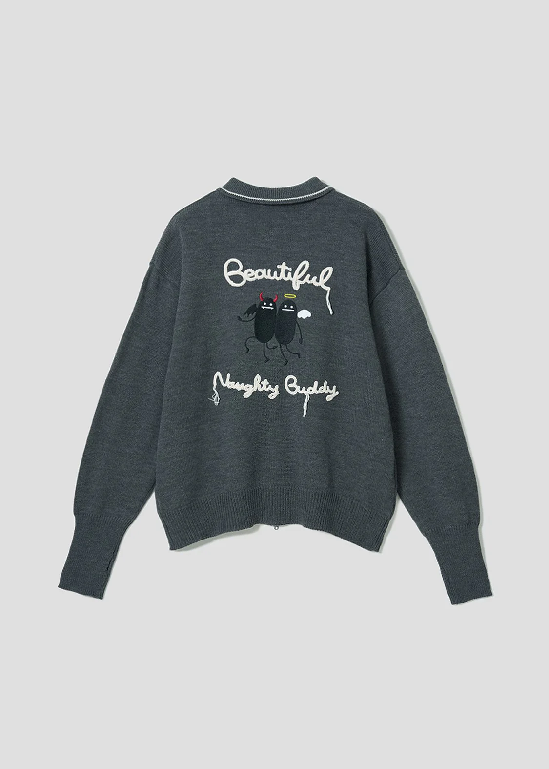 Beautiful Shadow Devil And Angel | Collared Knit Cardigan