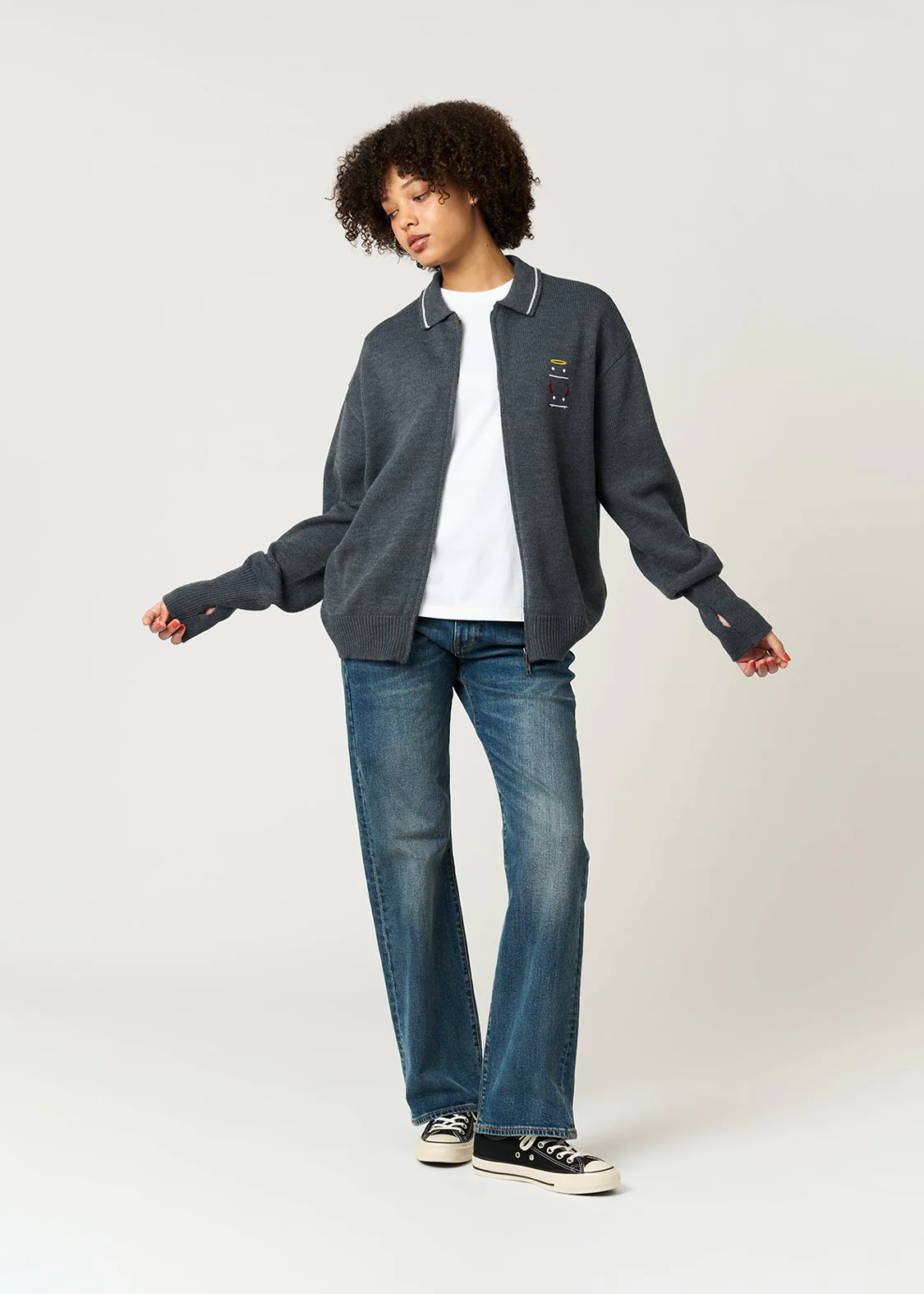 Beautiful Shadow Devil And Angel | Collared Knit Cardigan - Image 10