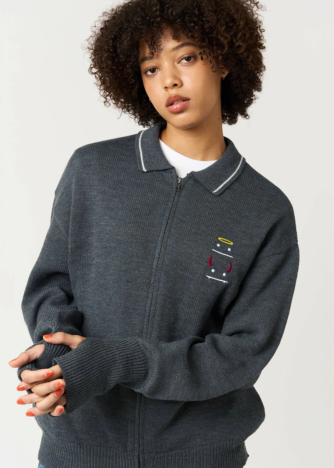 Beautiful Shadow Devil And Angel | Collared Knit Cardigan - Image 6
