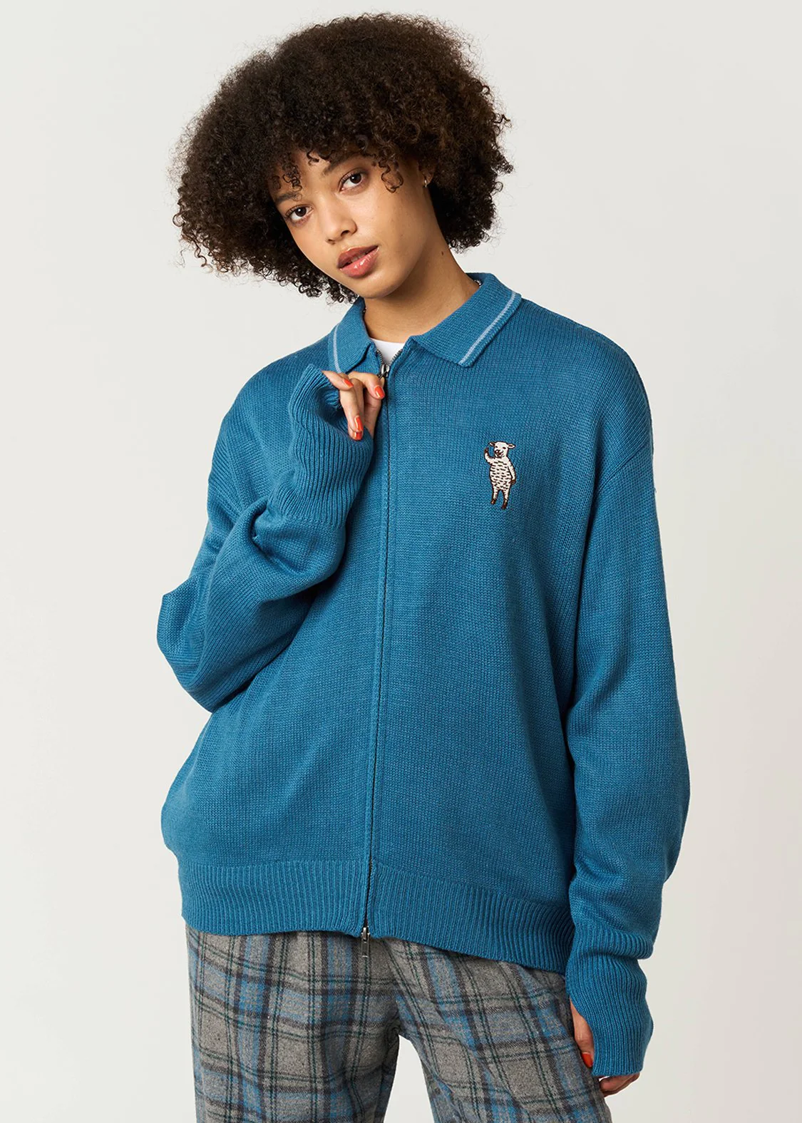 Lamb Chop | Collared Knit Cardigan - Image 6