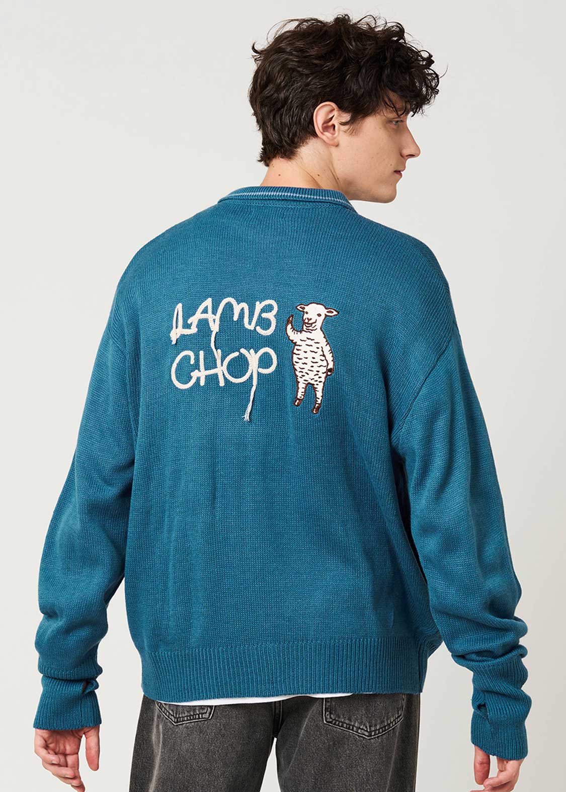 Lamb Chop | Collared Knit Cardigan - Image 7