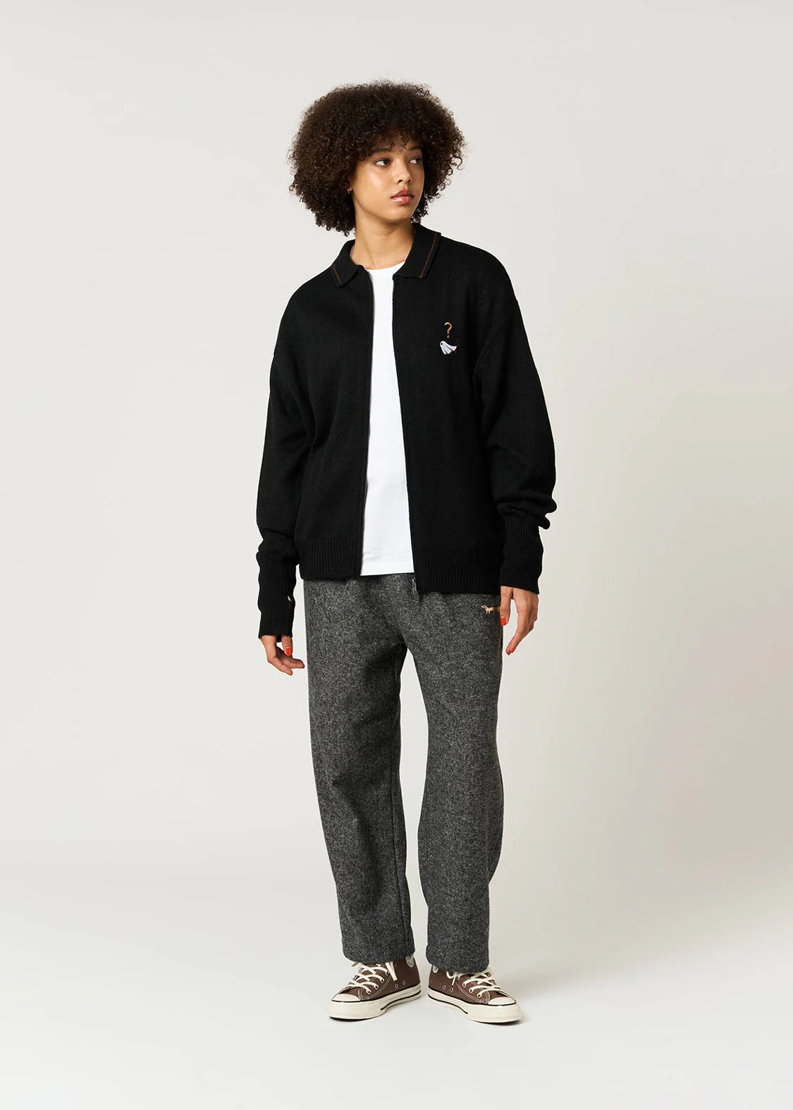 Nagasugiru Inu Ghost | Collared Knit Cardigan - Image 10