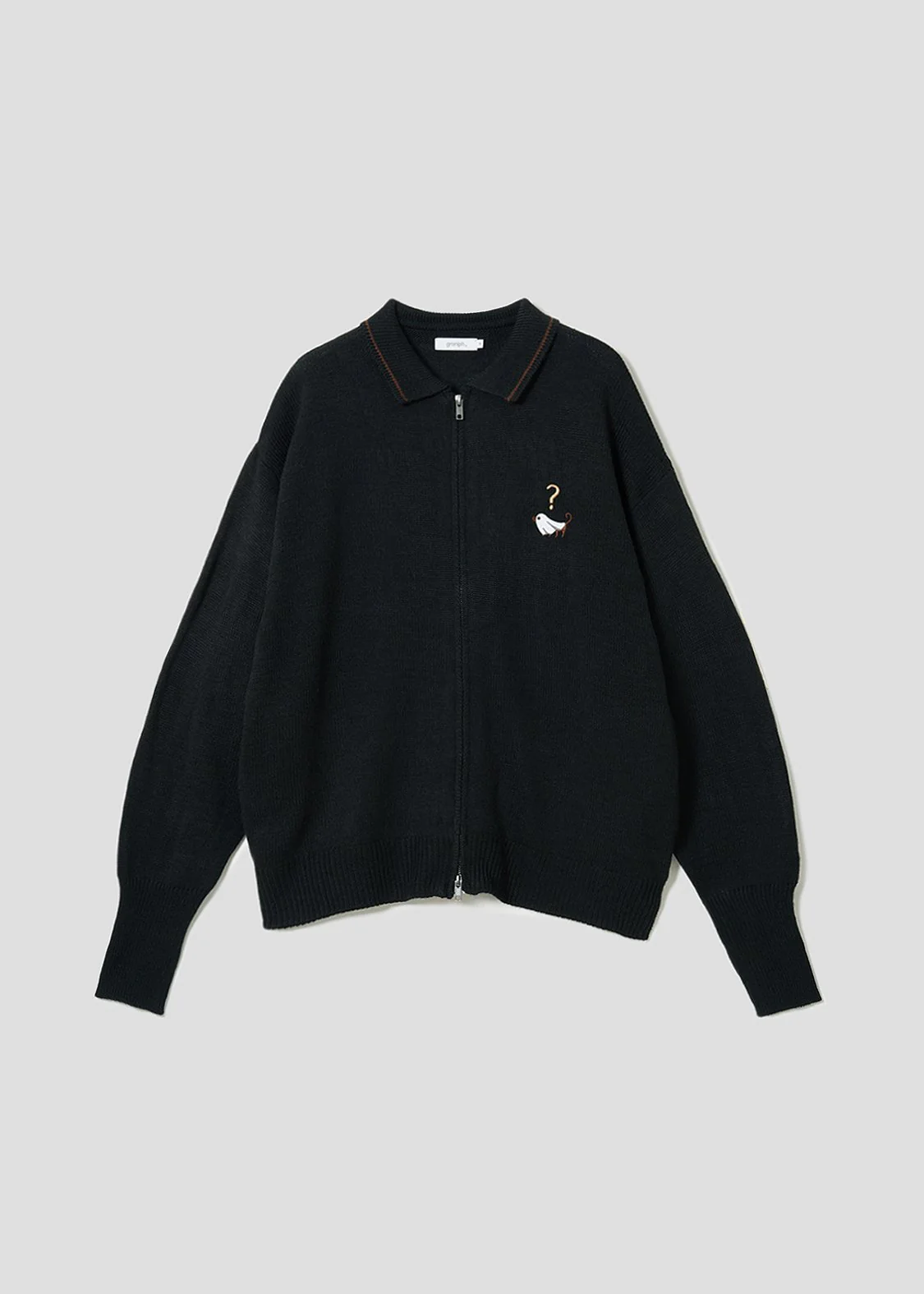 Nagasugiru Inu Ghost | Collared Knit Cardigan - Image 2