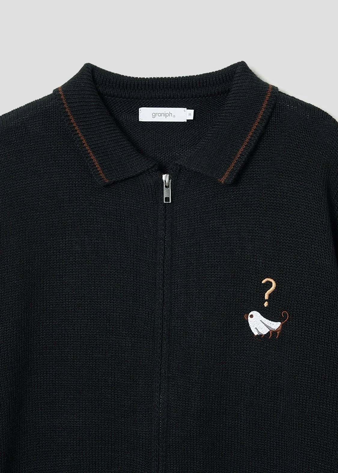 Nagasugiru Inu Ghost | Collared Knit Cardigan - Image 3