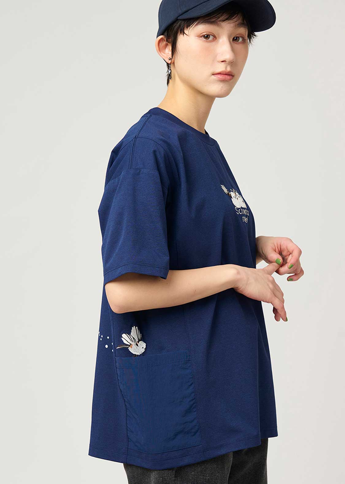 Side Pocket Big Silhouette Short Sleeve Tshirt  (Shimaenaga) - Image 7