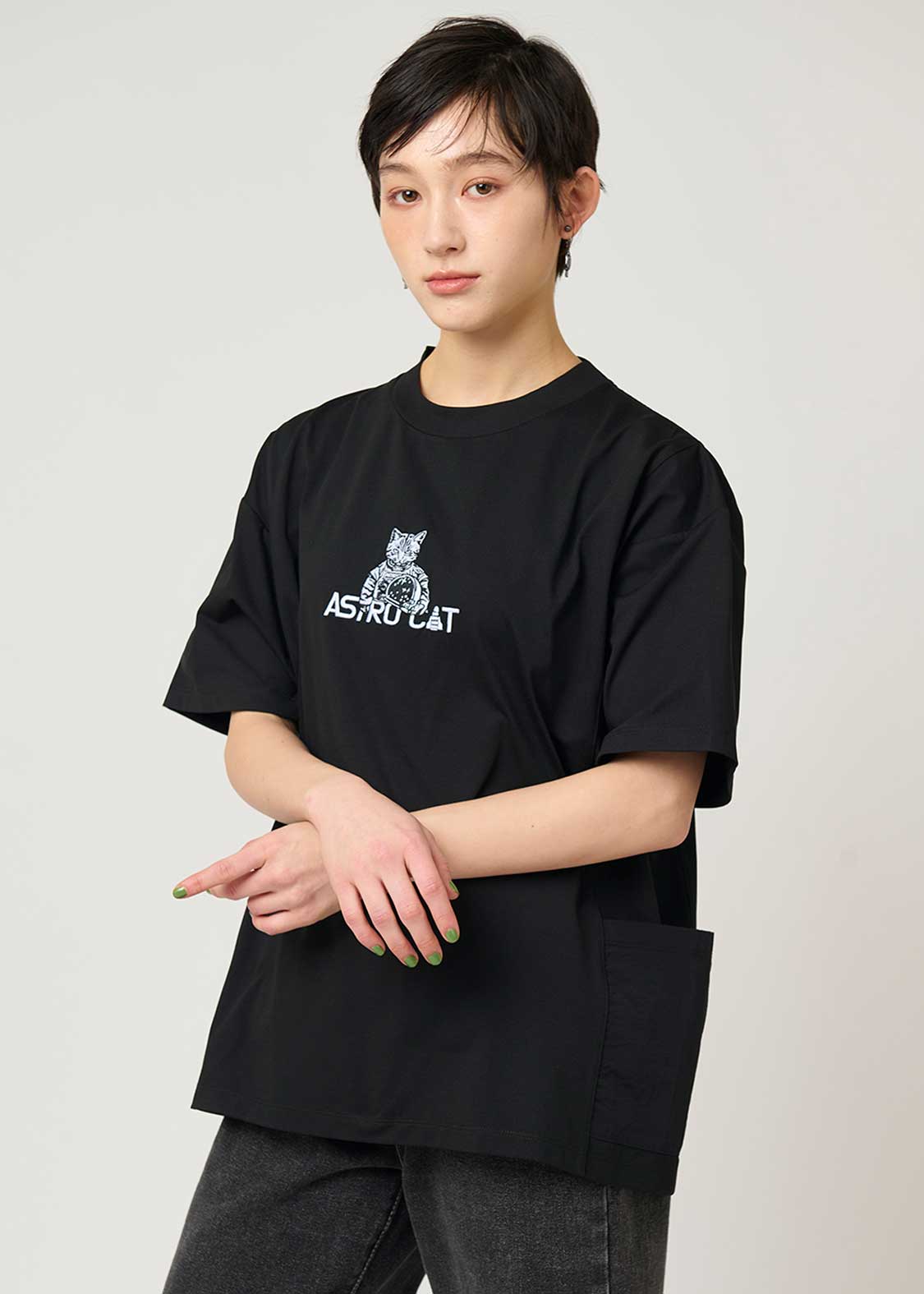 Side Pocket Big Silhouette Short Sleeve Tshirt  (ASTRO CAT) - Image 10