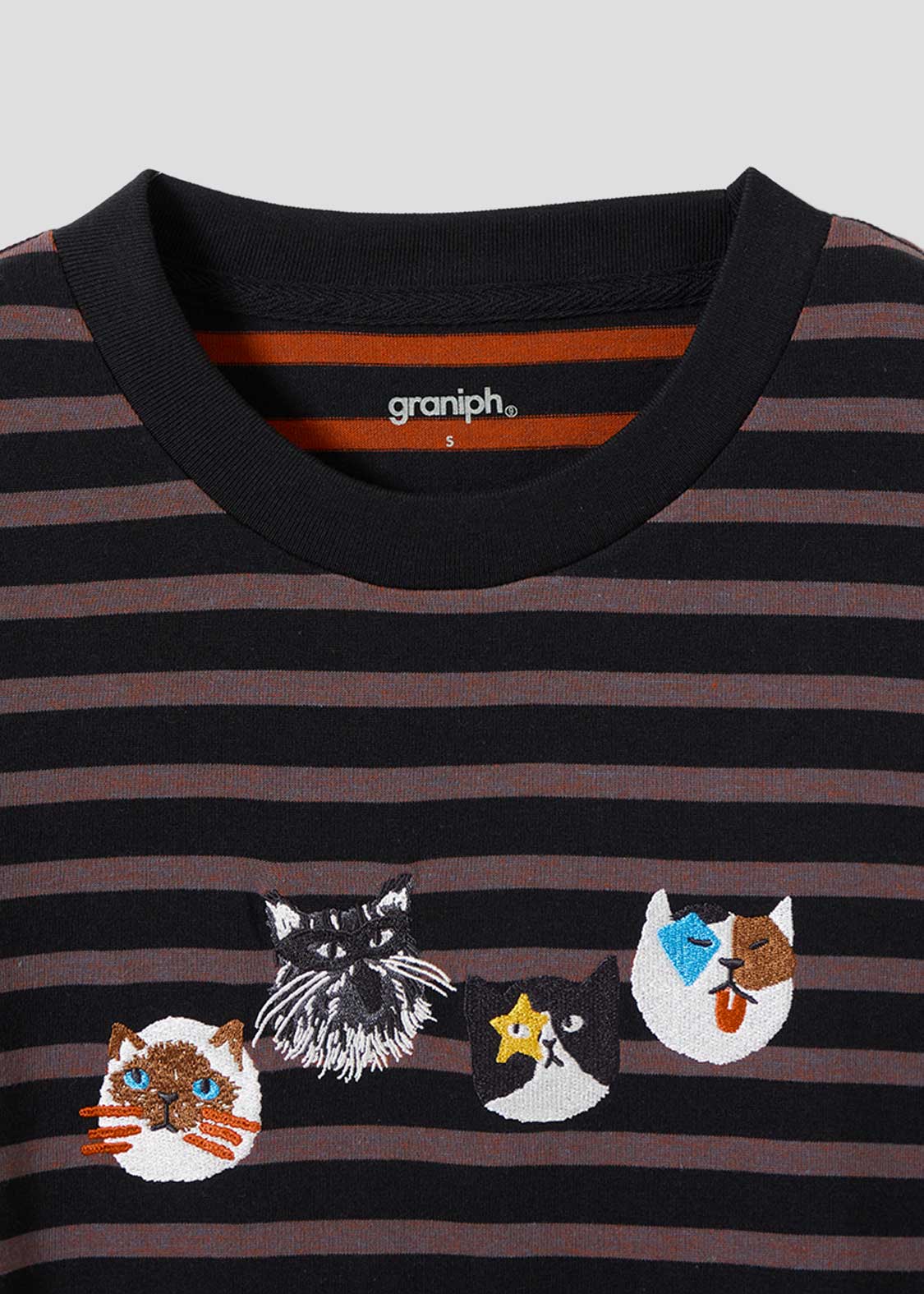 Double Face Stripe Tee (THE FOUR CATS Face) - Image 4