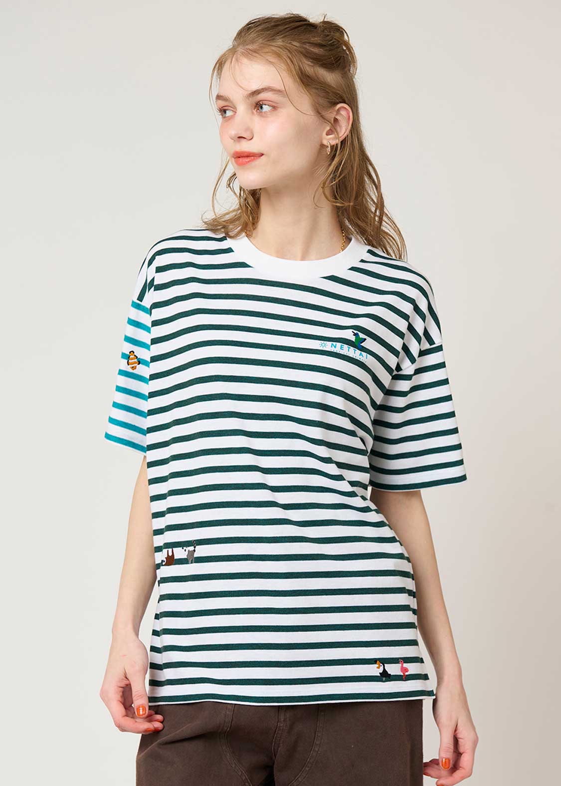 Double Face Stripe Tee (Tropical Animals) - Image 10