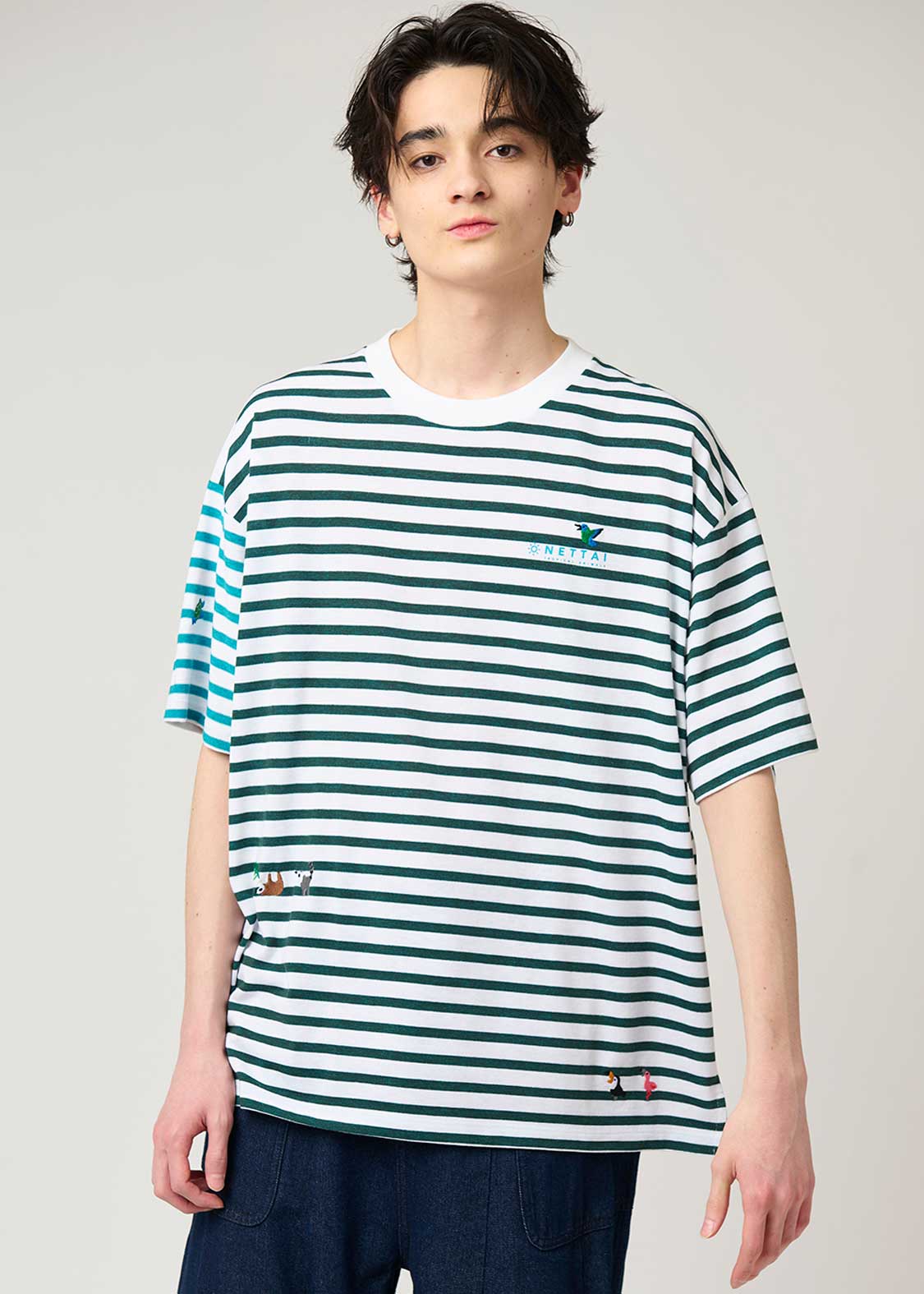 Double Face Stripe Tee (Tropical Animals) - Image 8