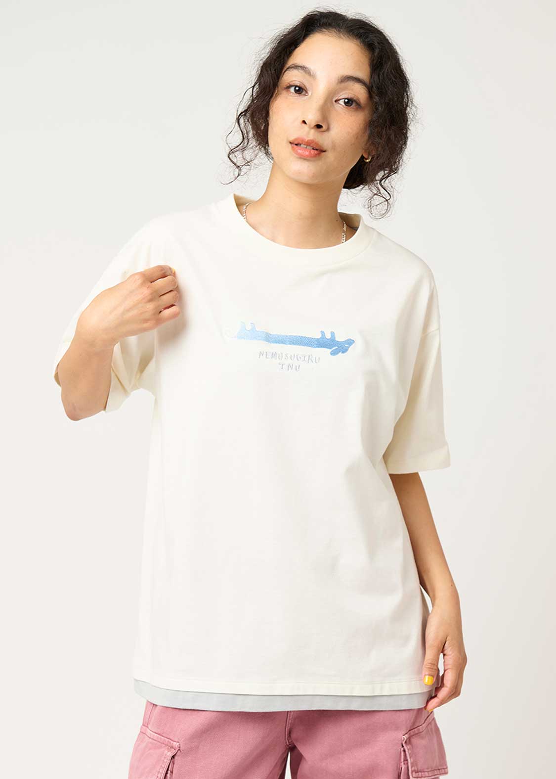 Layered Big Silhouette Short Sleeve Tshirt (Nemusugiru Inu) - Image 10