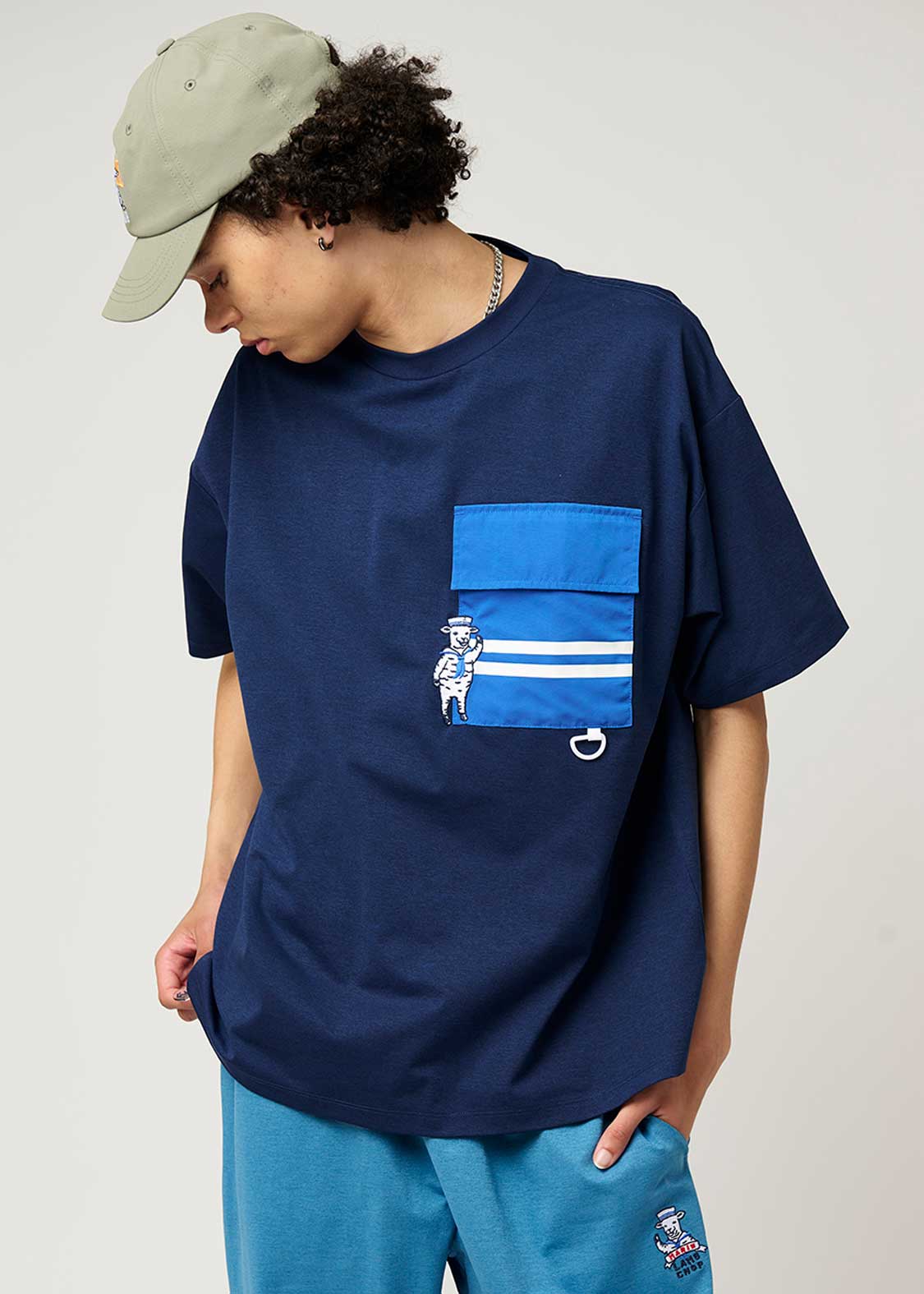 Big Pocket Big Silhouette Dry Short Sleeve Tshirt (Lamb Chop Marine) - Image 8