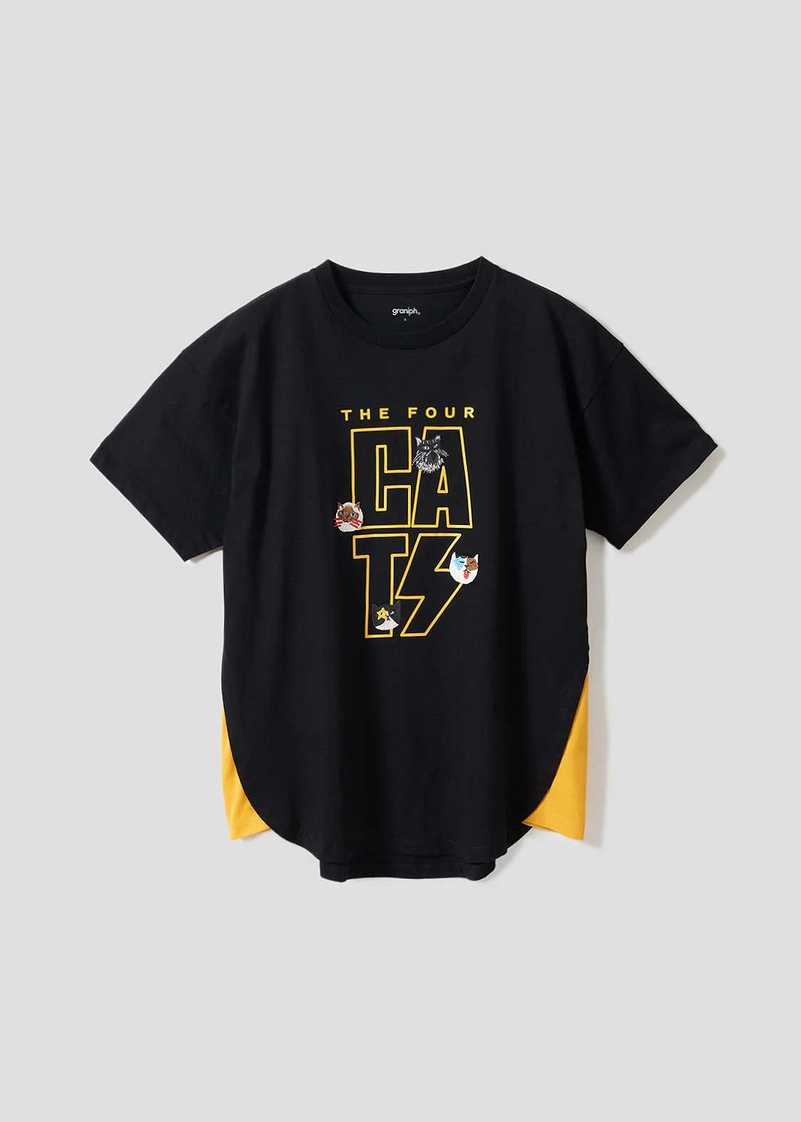 Side Gusset Short Sleeve Tee (THE FOUR CATS Face)