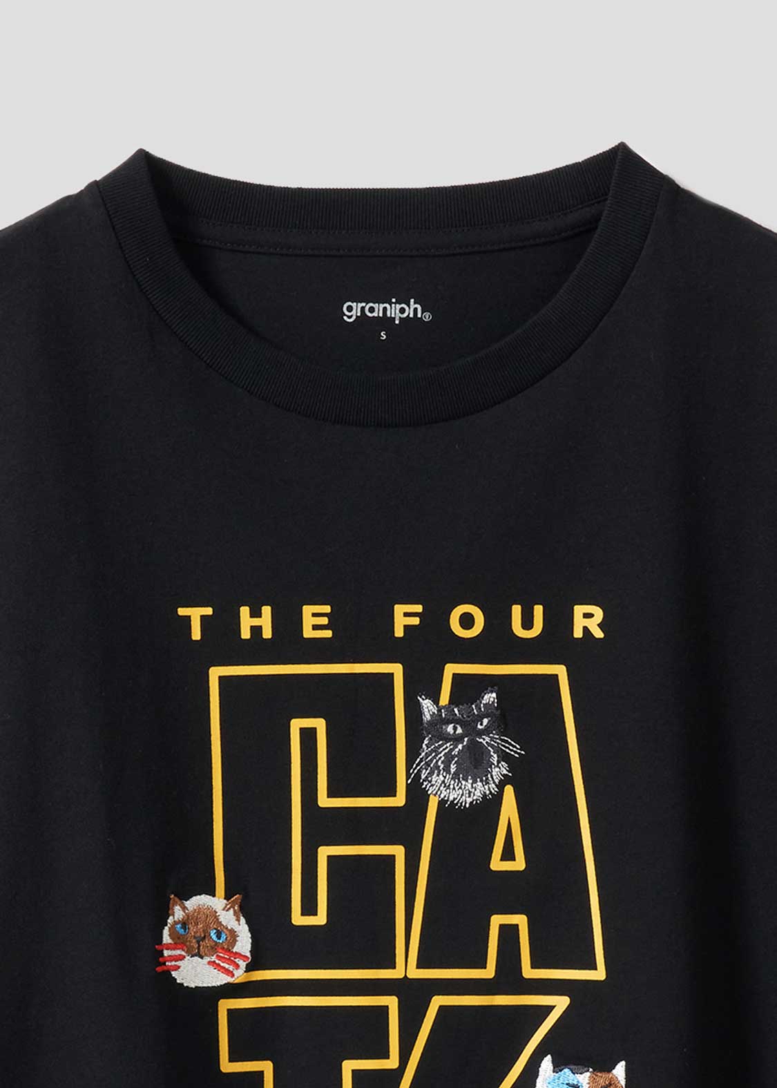 Side Gusset Short Sleeve Tee (THE FOUR CATS Face) - Image 4