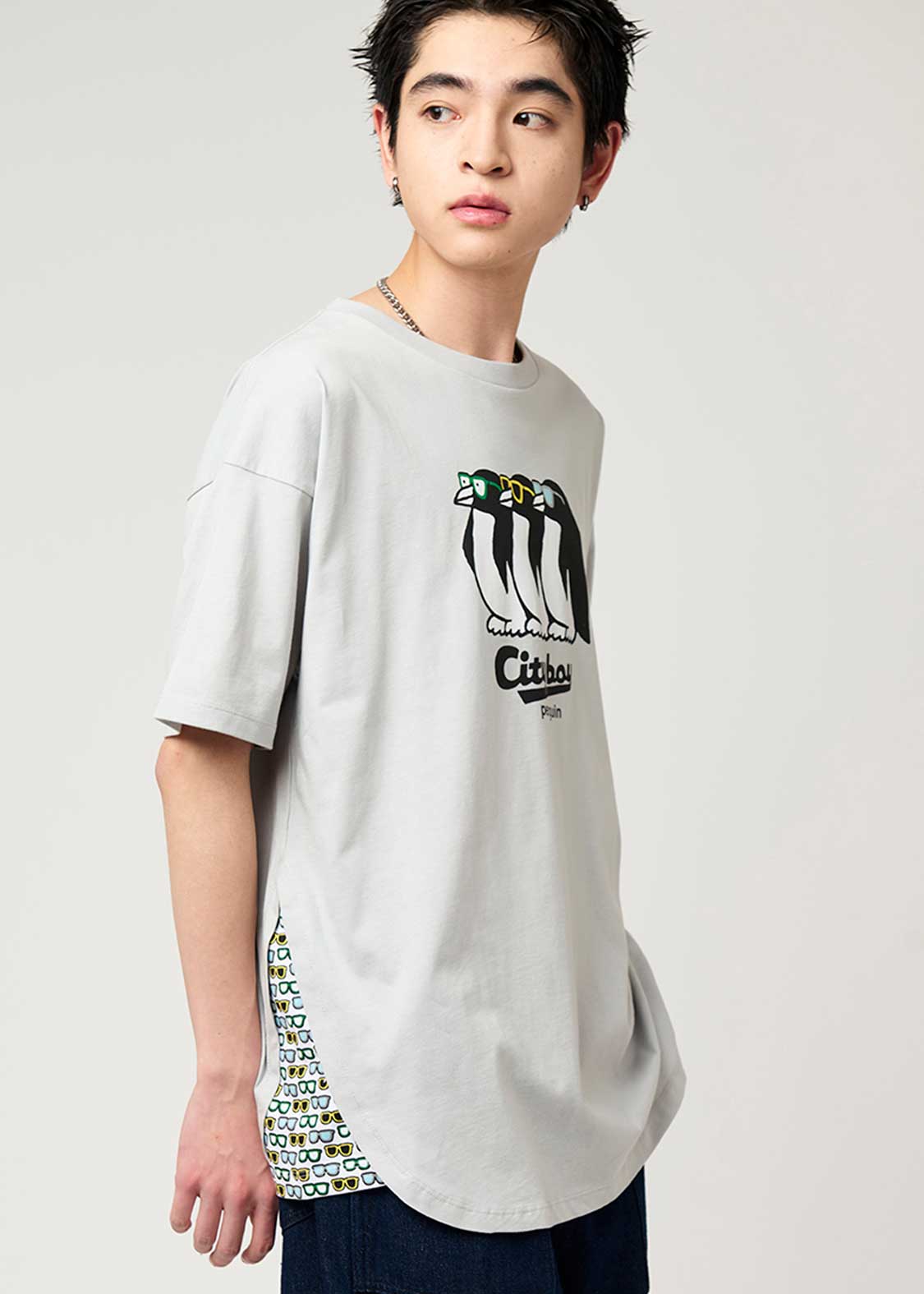 Side Gusset Short Sleeve Tee (City boy Penguin 2) - Image 7