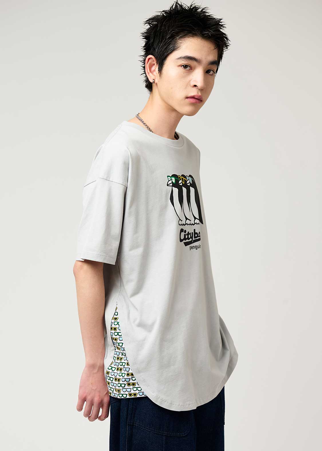 Side Gusset Short Sleeve Tee (City boy Penguin 2) - Image 8