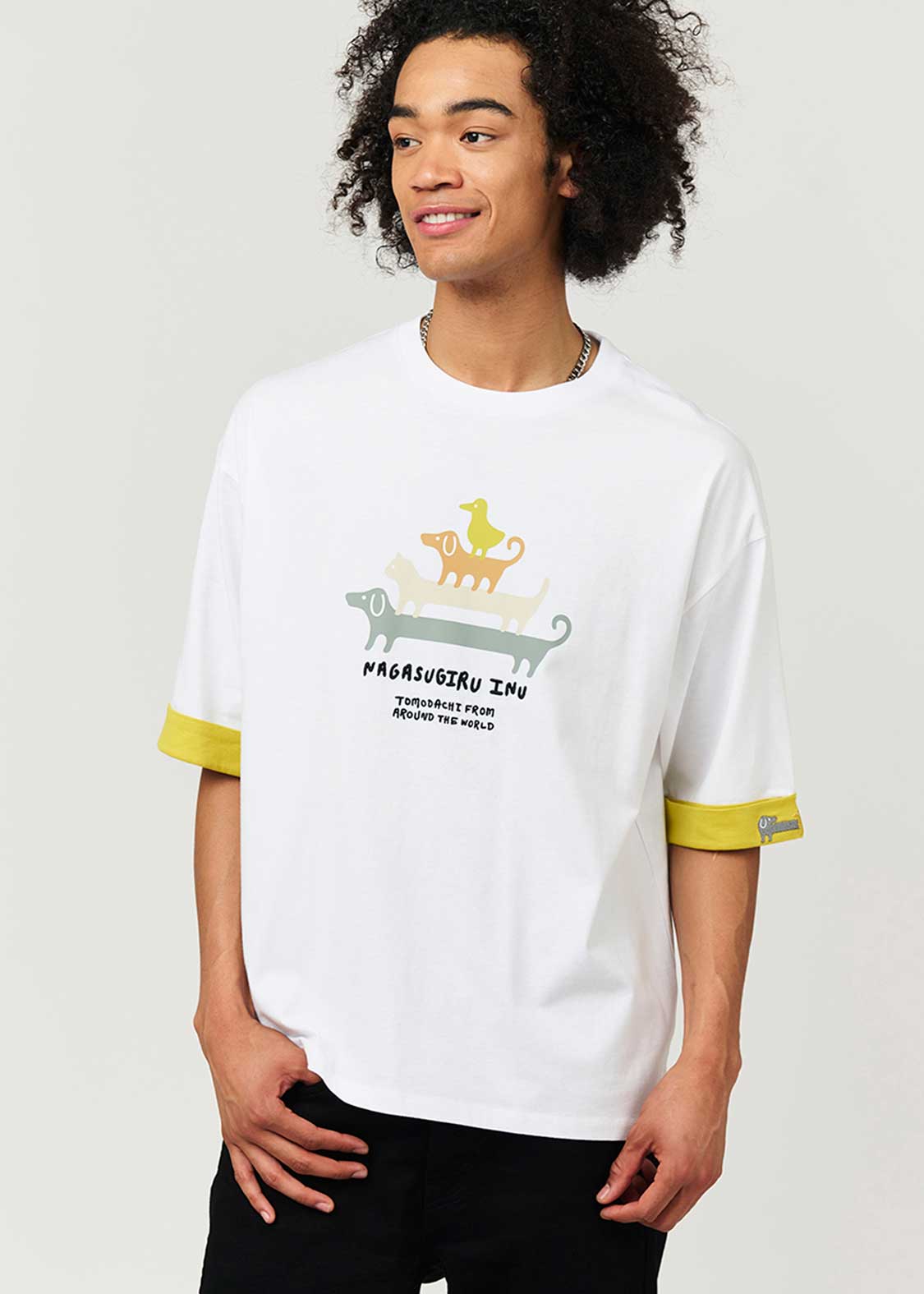 Nagasugiru Inu Tomodachi from Another World | Big Silhouette Roll-up T-shirt - Image 7