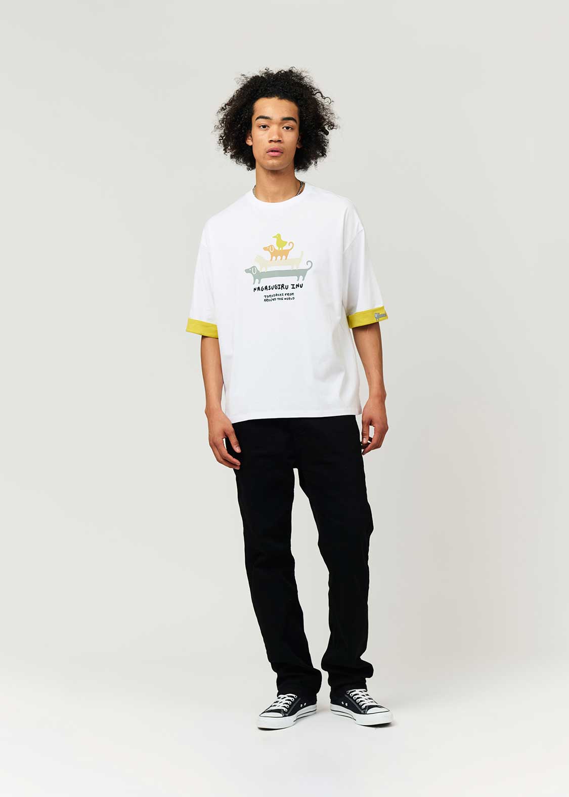 Nagasugiru Inu Tomodachi from Another World | Big Silhouette Roll-up T-shirt - Image 8