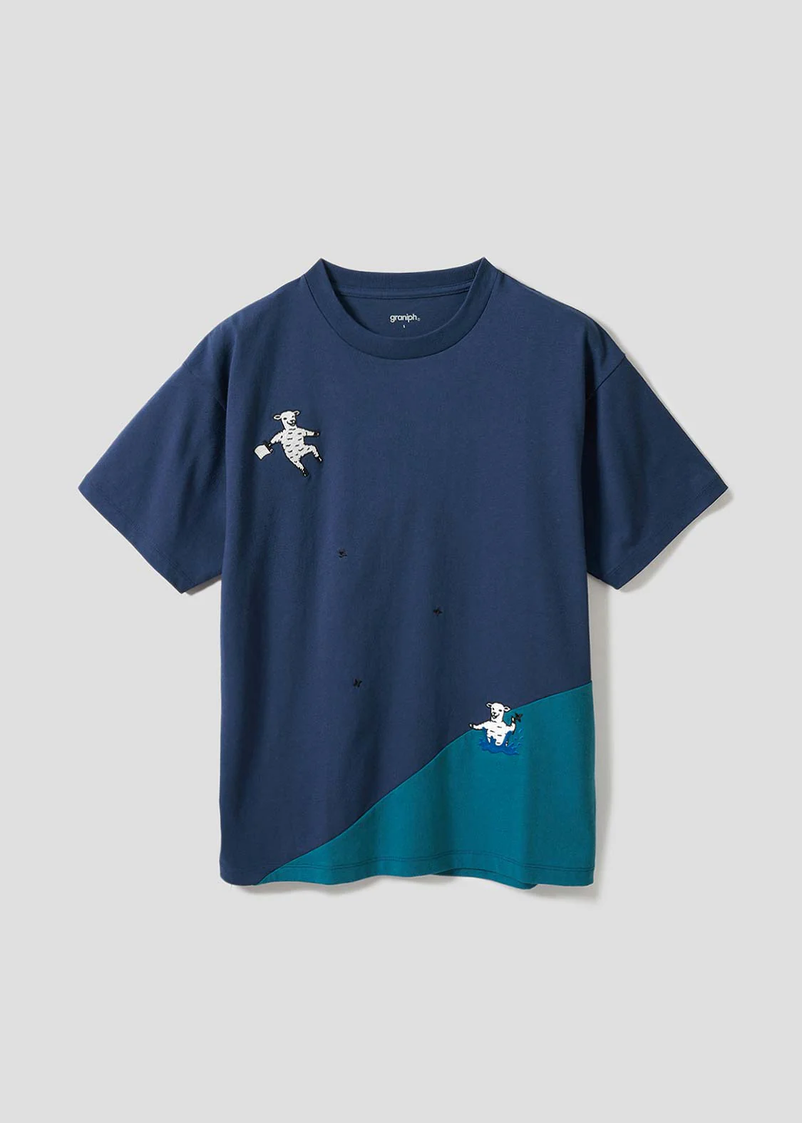 Sea Side Switching Big Silhouette Short Sleeve Tee (Lamb Chop NINJA)
