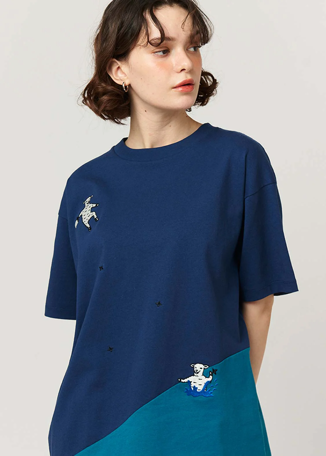 Sea Side Switching Big Silhouette Short Sleeve Tee (Lamb Chop NINJA) - Image 7
