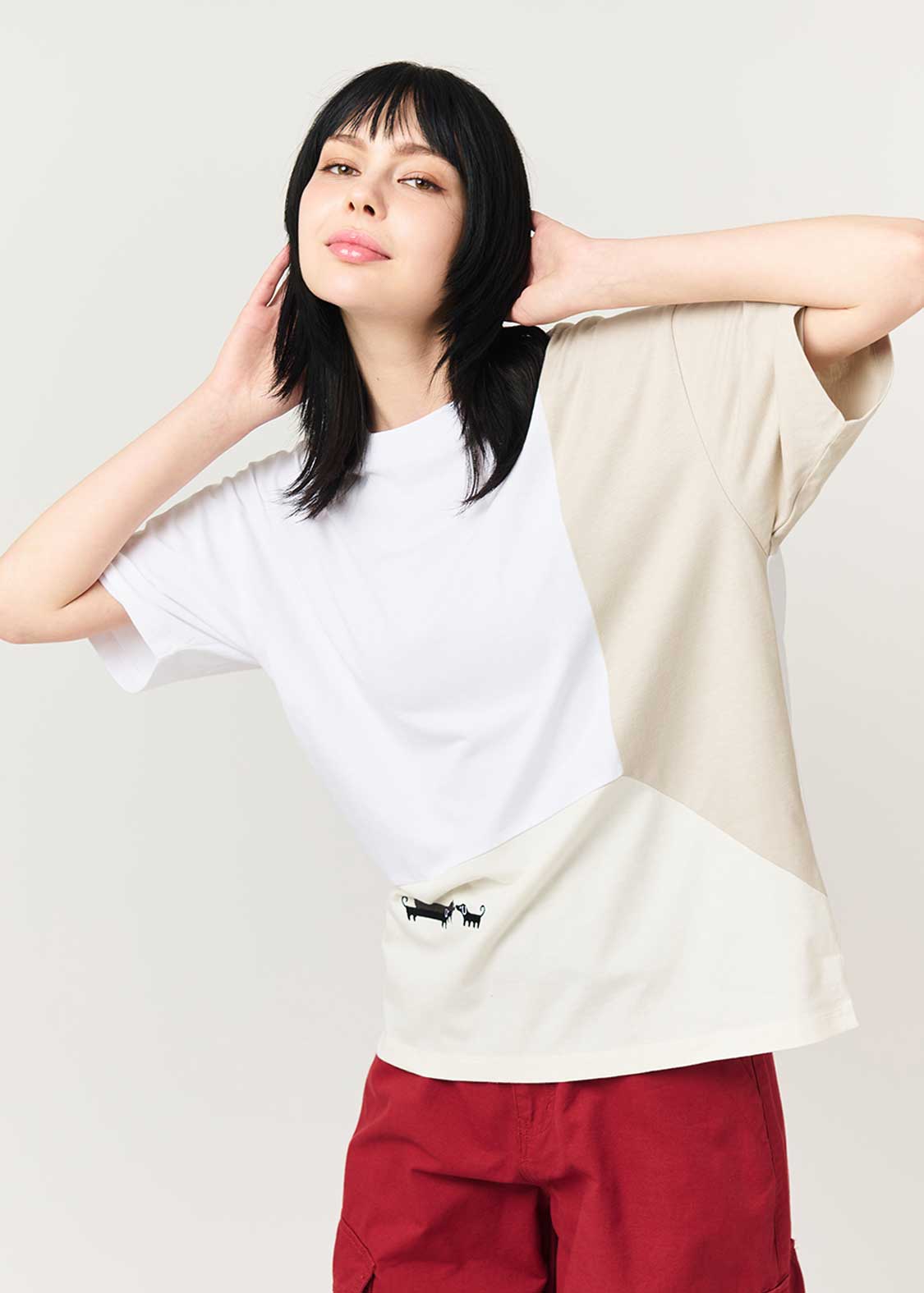 Nagasugiru Inuha Nagasugiru Nekoha | My Home Switching Big Silhouette T-Shirt - Image 9