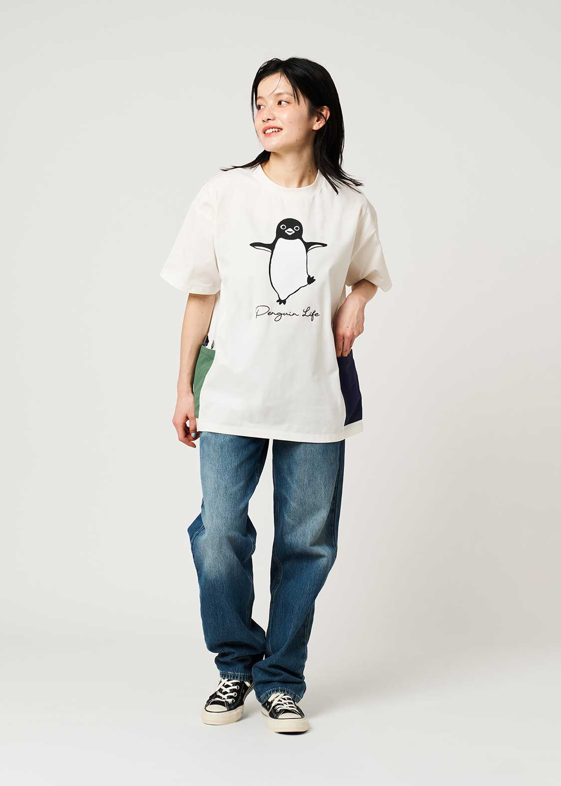 Sakazaki Chiharu – Penguin Life | Side Pocket Oversized T-Shirt - Image 10