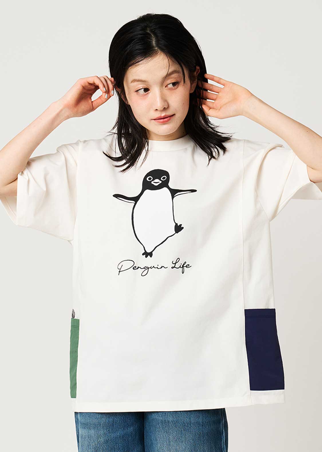 Sakazaki Chiharu – Penguin Life | Side Pocket Oversized T-Shirt - Image 6