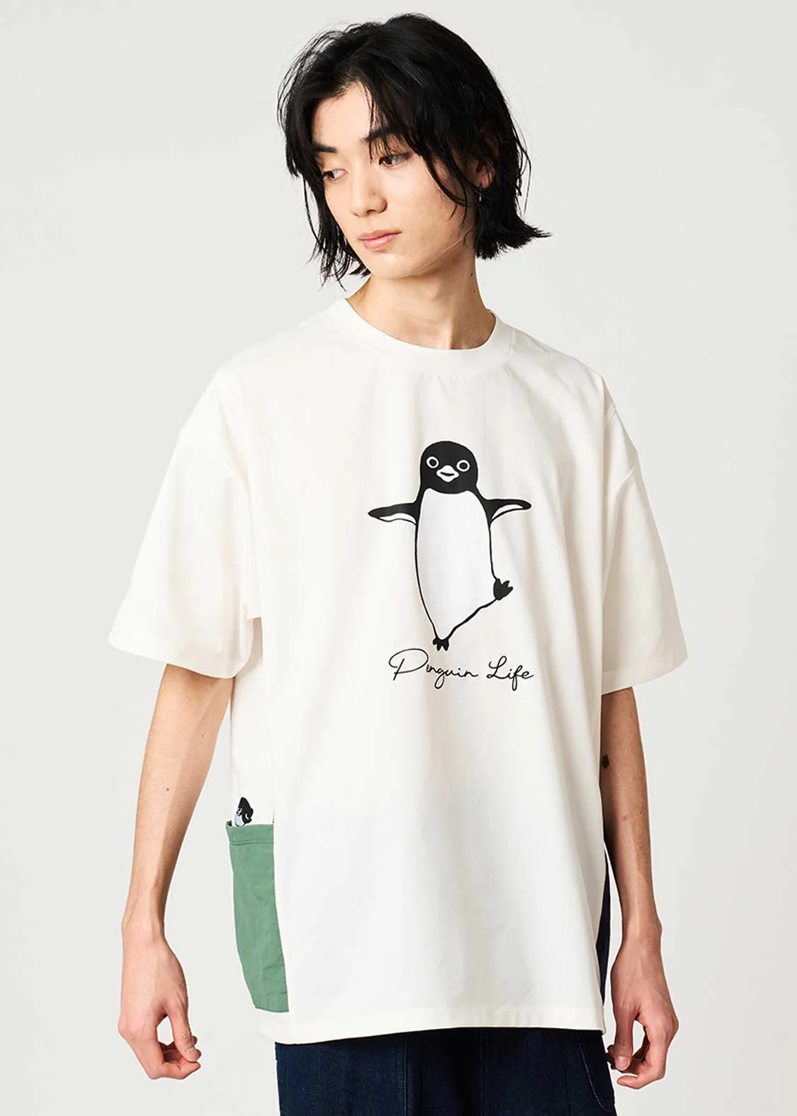 Sakazaki Chiharu – Penguin Life | Side Pocket Oversized T-Shirt - Image 7