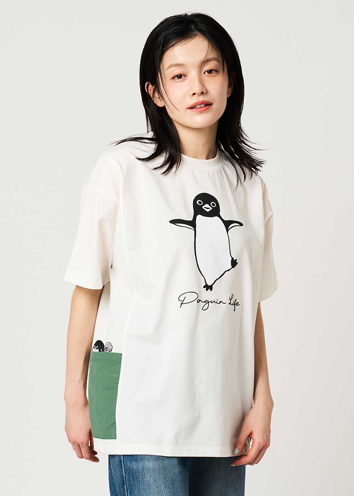 Sakazaki Chiharu – Penguin Life | Side Pocket Oversized T-Shirt - Image 9