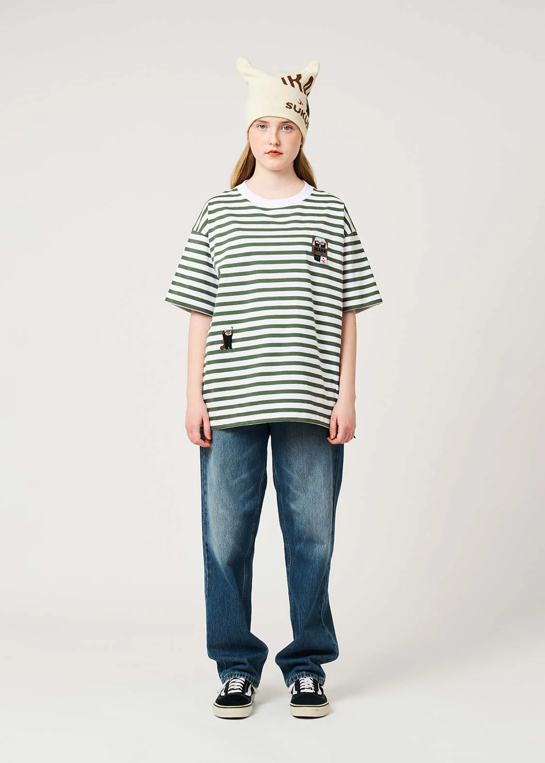 Ikaku Bikkuri Hatena | Border Big Silhouette T-Shirt - Image 10