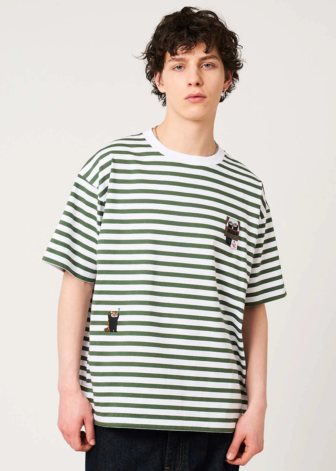 Ikaku Bikkuri Hatena | Border Big Silhouette T-Shirt - Image 7