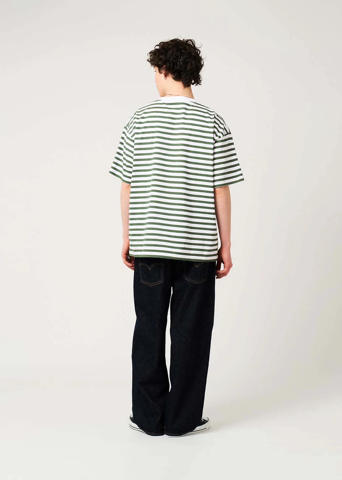 Ikaku Bikkuri Hatena | Border Big Silhouette T-Shirt - Image 8