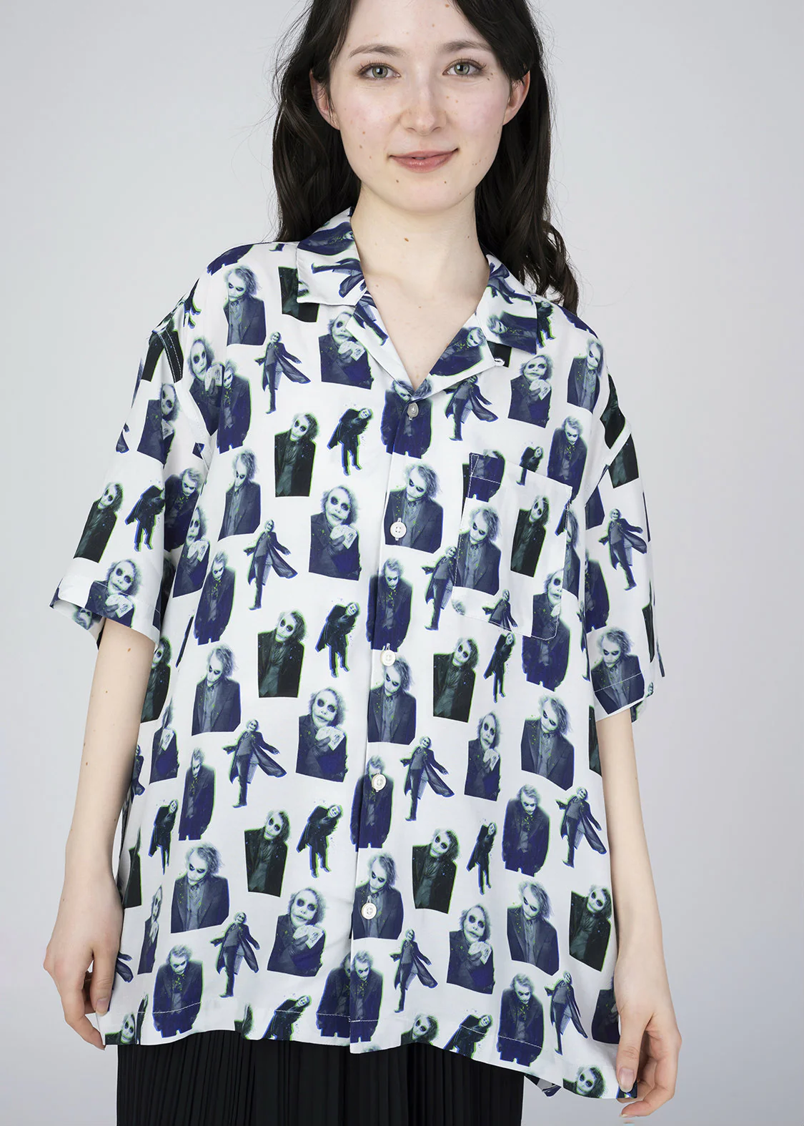 Batman Open Collar Short Sleeve Shirt (Batman_The Joker Pattern) - Image 10