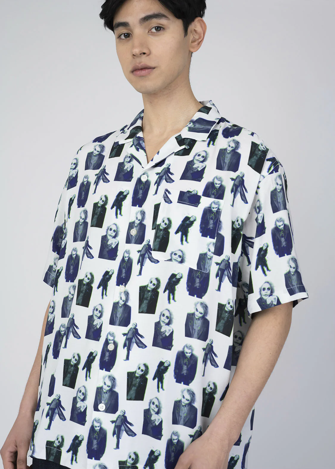 Batman Open Collar Short Sleeve Shirt (Batman_The Joker Pattern) - Image 7
