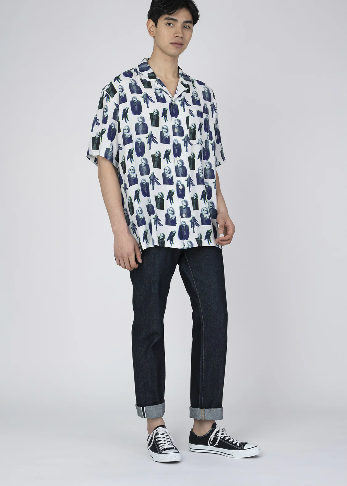 Batman Open Collar Short Sleeve Shirt (Batman_The Joker Pattern) - Image 8