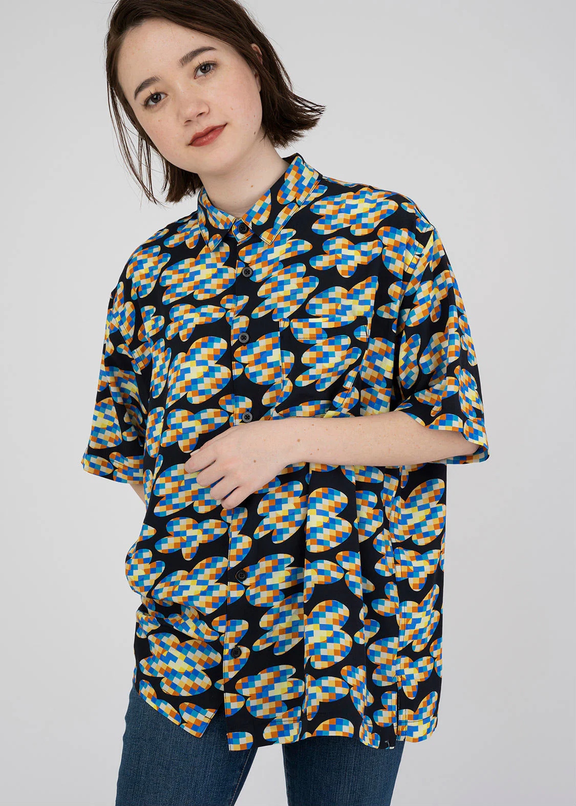 Big Silhouette Short Sleeve Shirt (Pixelized Flower) - Image 10