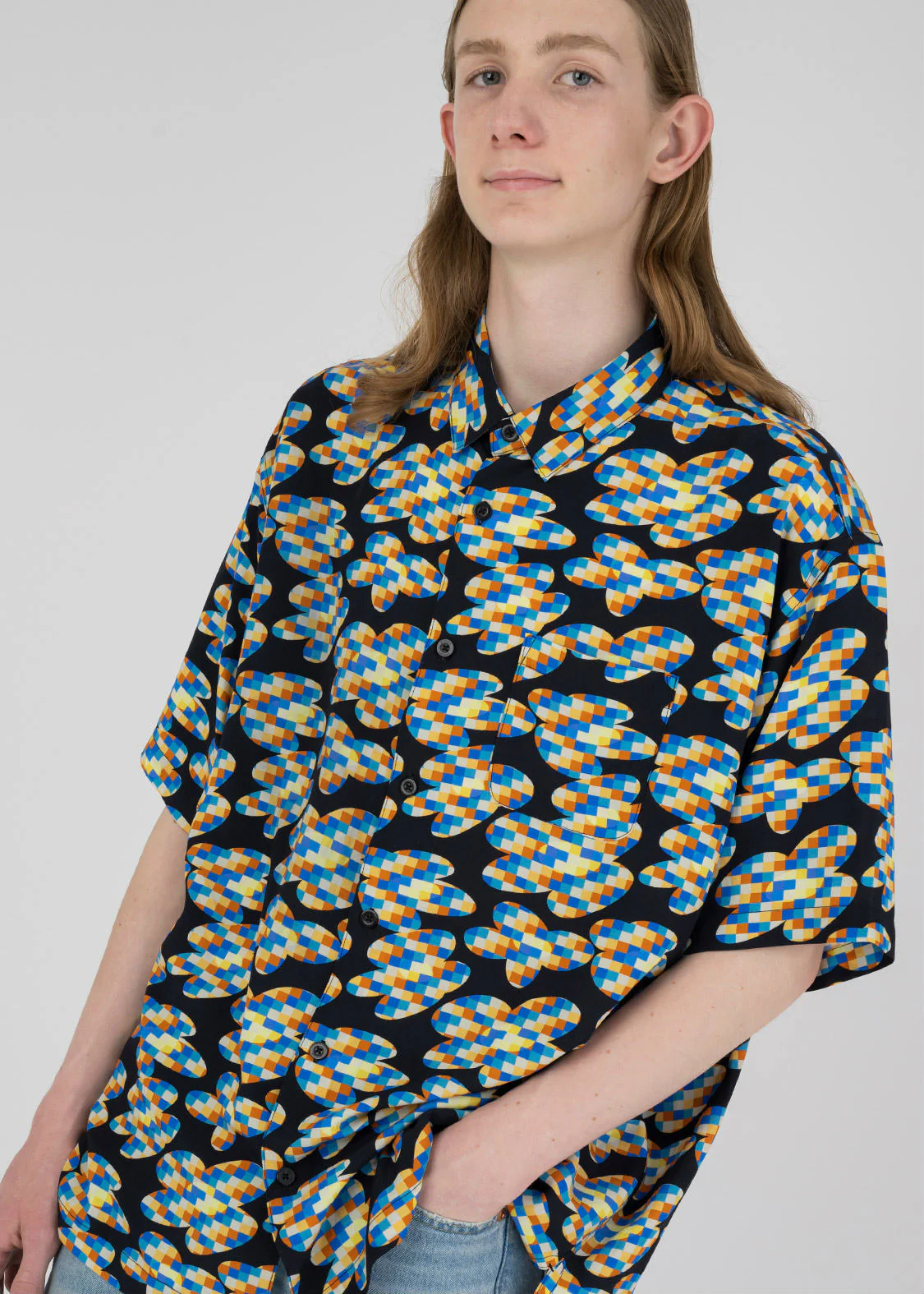 Big Silhouette Short Sleeve Shirt (Pixelized Flower) - Image 7