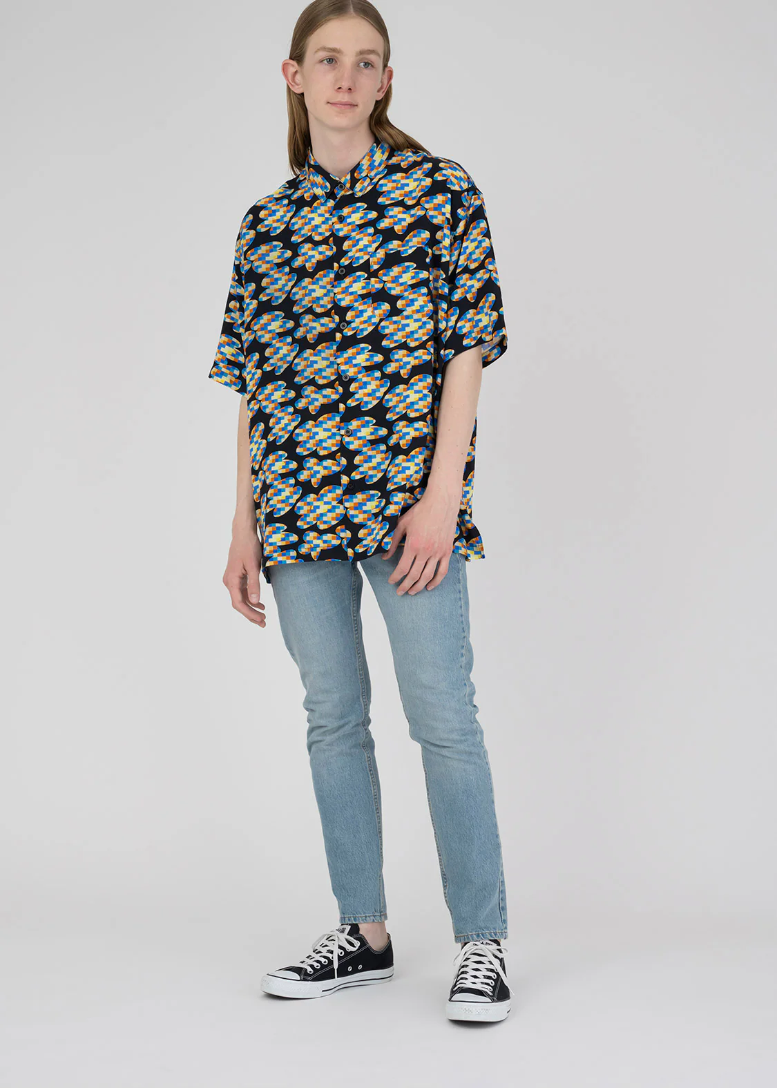 Big Silhouette Short Sleeve Shirt (Pixelized Flower) - Image 8