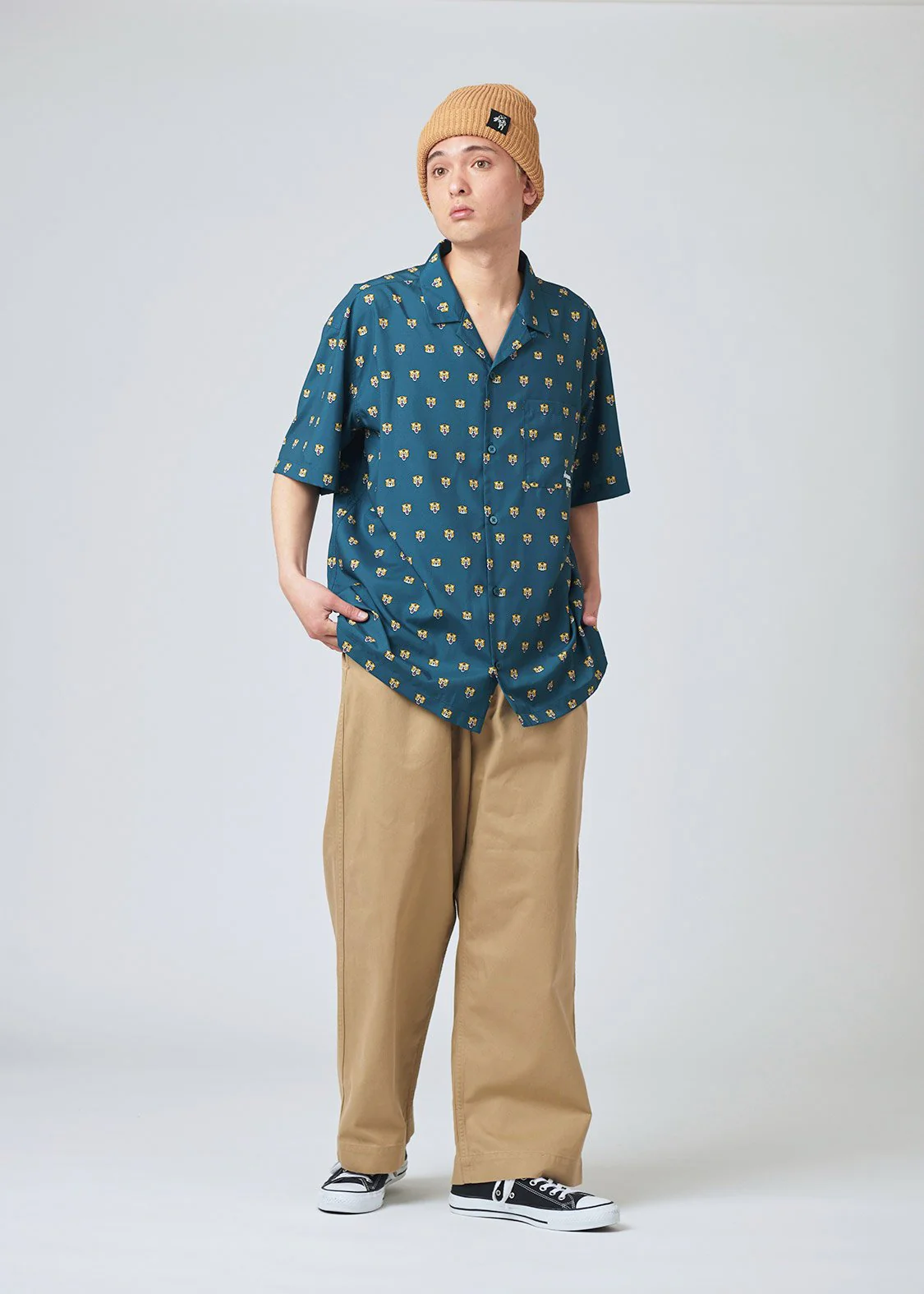 Open Collar Short Sleeve Shirt (Tiger Embroidery) - Image 8