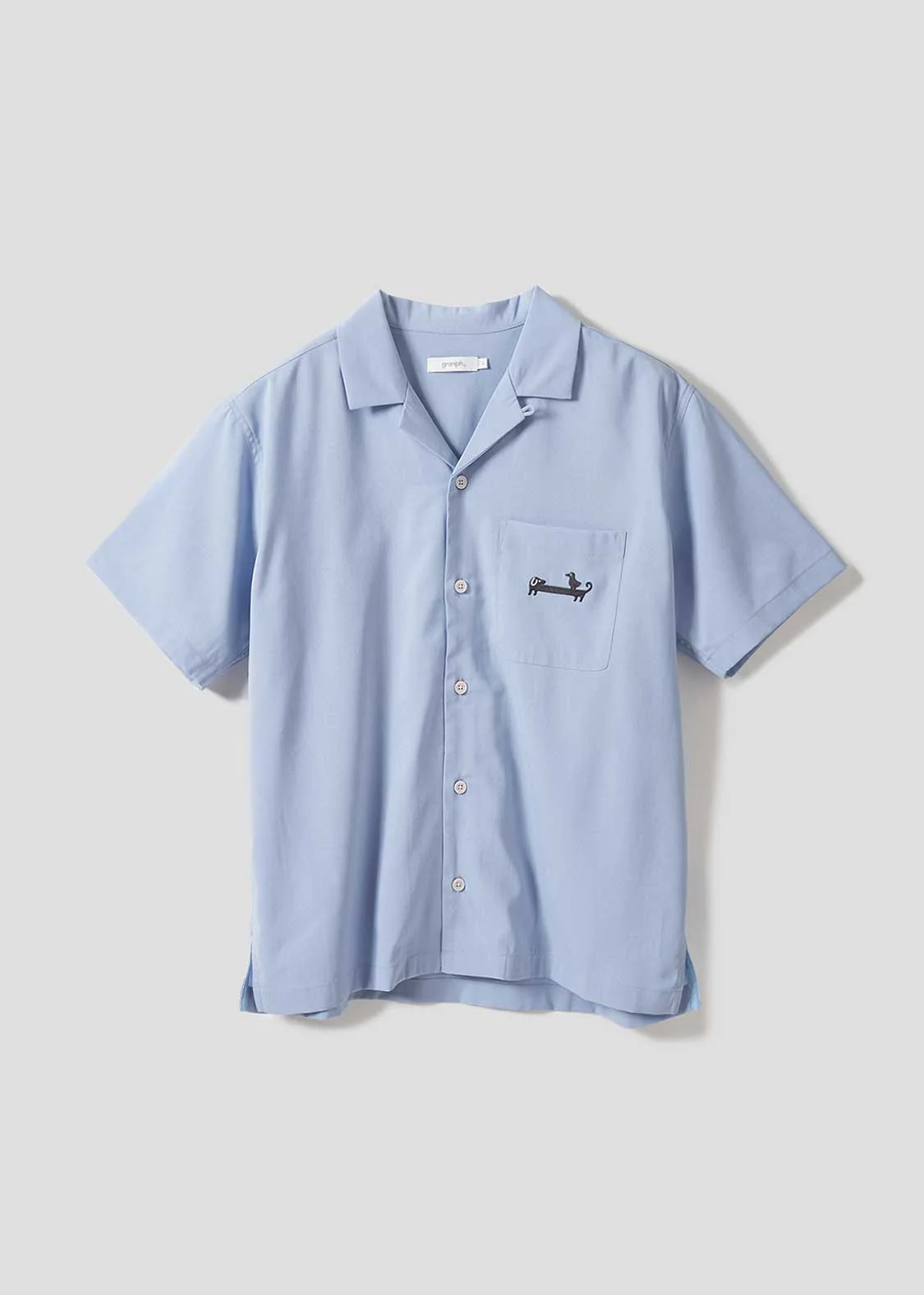 Nagasugiru Inu Playing With Waves | Linen Touch Open Collar Shirt - Image 2