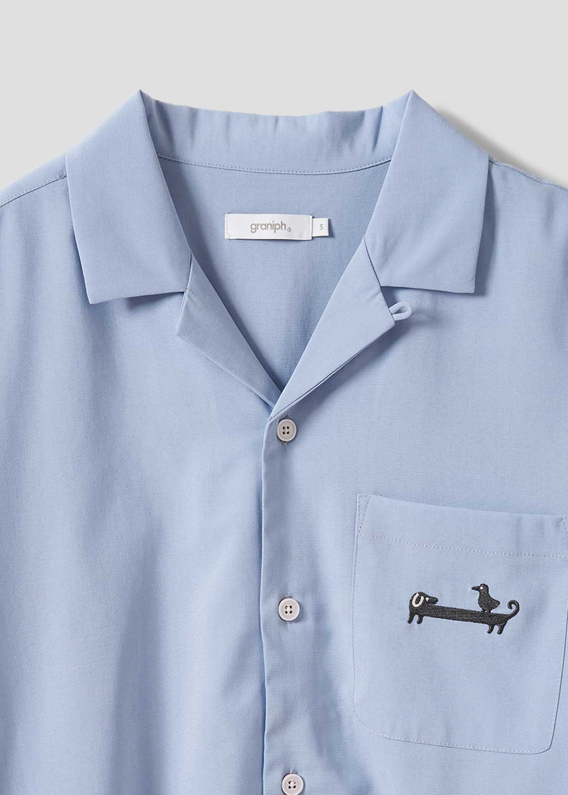 Nagasugiru Inu Playing With Waves | Linen Touch Open Collar Shirt - Image 3